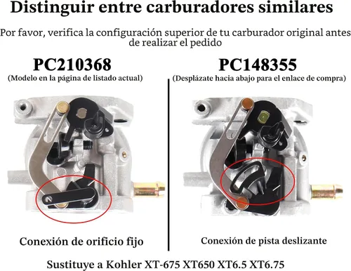 Miniatura 2 de Carburador XT675 para Toro 20371 20378 20377 20171 22 pulgadas reciclador cortacésped con motor Kohler XT675 XT650 XT6.5 XT6.75 6.5hp 6.75hp 149cc