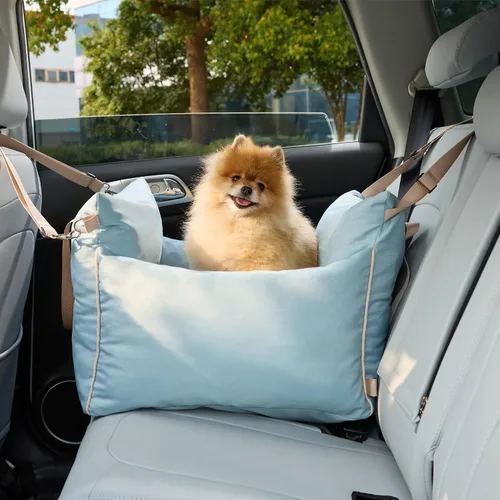 Miniatura 8 de Lesure Asiento de automóvil para perros pequeños - Asiento elevador suave para perros con bolsillo de almacenamiento y correa de seguridad con clip