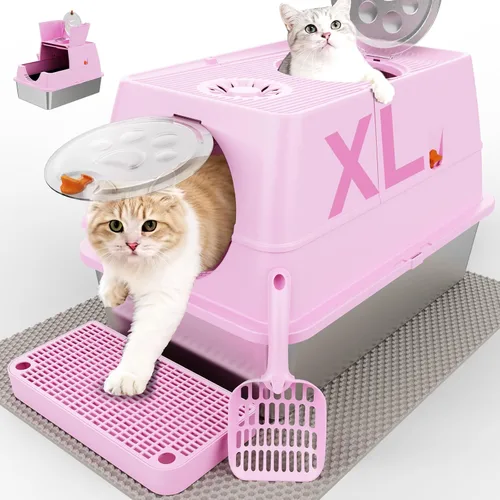 Miniatura 13 de 2PACK Stainless Steel Litter Box with Lid, XL Extra Large Litter Box Enclosed Top Entry Metal Litterbox for Big Cats & Multi-Cats, Easy Cleaning