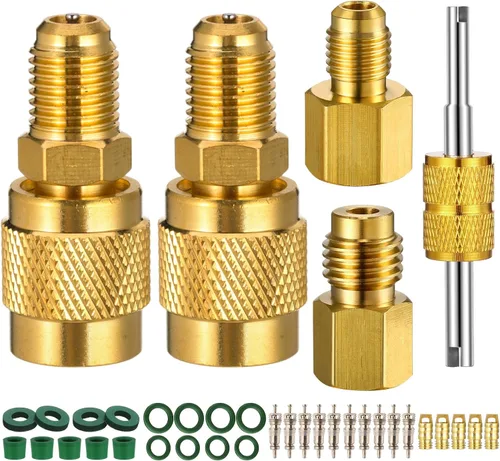 Miniatura 15 de Kit de adaptador R410a de 35 piezas de mini adaptador split 45° 90° manguera de refrigerante, 5/16 pulgadas hembra 1/4 pulgadas macho, 1/2 pulgadas