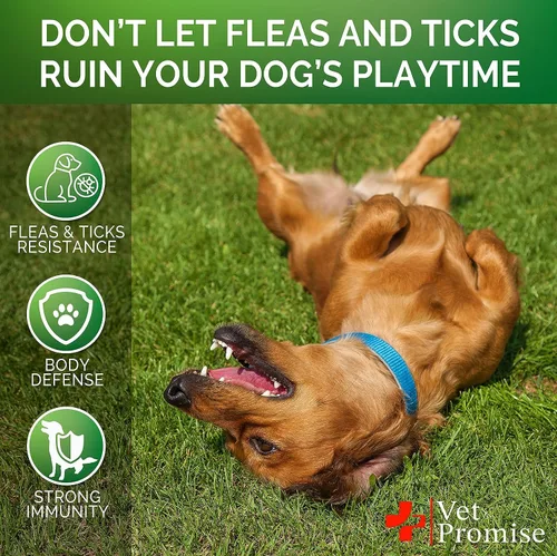 Miniatura 4 de Paquete de 2 masticables para prevención de pulgas y garrapatas para perros, masticables naturales para control de pulgas y garrapatas, píldoras
