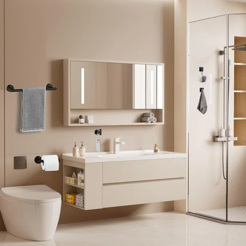 Miniatura 2 de Juego de accesorios de baño de 5 piezas, juego de toalleros de acero inoxidable SUS304, toallero de mano de 16 pulgadas, estante de papel higiénico