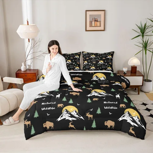 Miniatura 2 de Erosebridal Happy Camping - Edredón tamaño individual para niños, juego de ropa de cama de animales del bosque del bosque para bebés, niños y niñas