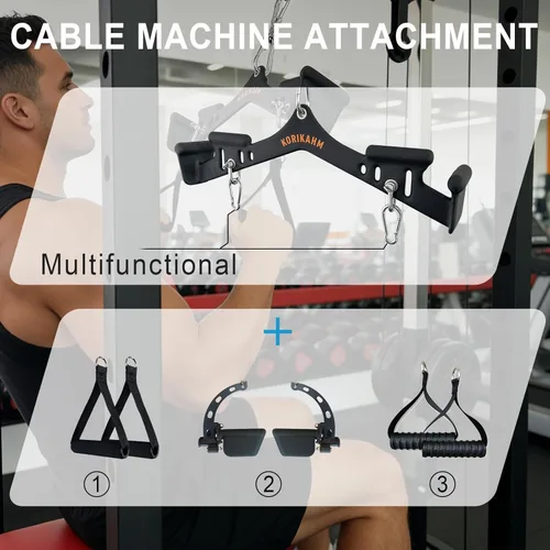 Miniatura 4 de Accesorios de tracción LAT de agarre múltiple, barra desplegable LAT, accesorio de máquina de cable para entrenamiento de músculos de la espalda
