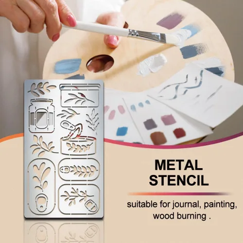 Miniatura 4 de MAYJOYDIY Can Plant - Plantilla de metal para diario, marcapáginas, plantillas de metal de 4 x 7 pulgadas, plantilla de dibujo de acero inoxidable