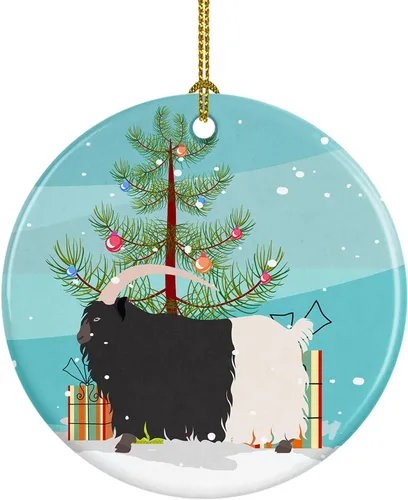Miniatura 5 de Caroline's Treasures Adorno de cerámica de Navidad pintado o de codorniz chino, decoración colgante de árbol de Navidad verde azulado para el hogar