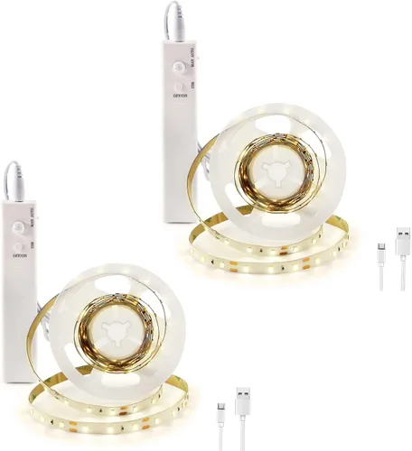 Miniatura 6 de VST Tira de luces LED de 2 metros, luz de cinta LED con sensor de movimiento y operada a batería para armario, escaleras, dormitorio