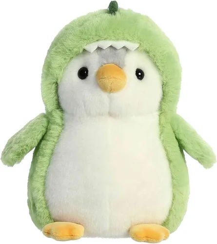 Aurora® Pingüino de pompón juguetón™ Dino de peluche - Compañeros vibrantes para abrazos cálidos - Perfecto para adultos, niños y cumpleaños - Verde