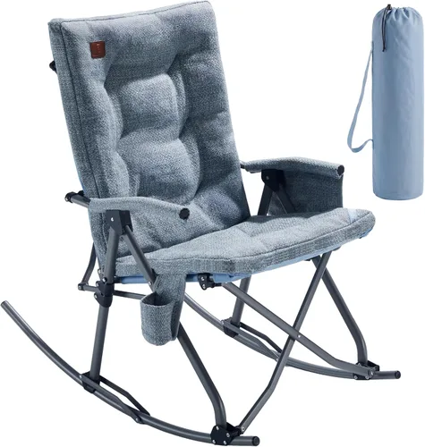 Miniatura 8 de EVER ADVANCED Silla de camping basculante plegable extragrande, silla de columpio portátil acolchada para patio, césped y exteriores, sillón duro