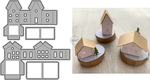 Miniatura 24 de DzIxY Casas Troqueles de corte de metal para kit de fabricación de tarjetas, troquelados de papel en relieve, plantillas de máquina de álbumes