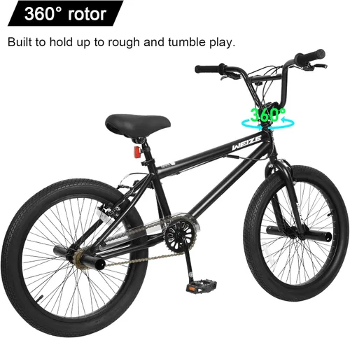 Miniatura 3 de WEIZE Freestyle BMX Bike, 20 inch Trick Bicycle for Kids, Hi-Ten Steel Frame, 360 Degree Rotor Freestyle, 4 Pegs Single Speed Teen Bike for Boys