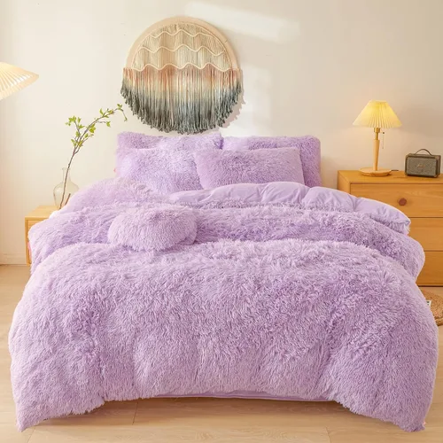 Miniatura 12 de Besfunny Juego de funda de edredón de felpa mullida y acuática Twin Set – Juego de ropa de cama de piel sintética de felpa acuática de 2 piezas