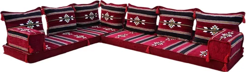Miniatura 37 de Sofá de piso modular hecho a mano arabicsofa – Asiento oriental Majlis con cojines de respaldo
