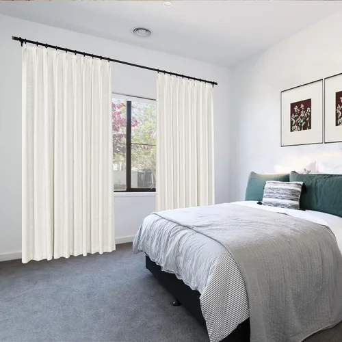 Miniatura 9 de Frelement Cortinas opacas completas de lino sintético con forro opaco para dormitorio, cortinas plisadas para barra transversal para puerta de sala