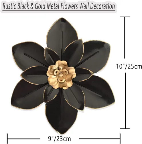 Miniatura 4 de Decoración de pared de flores de metal, escultura floral rústica moderna de 10 pulgadas, colgante de pared de hierro envejecido, decoración