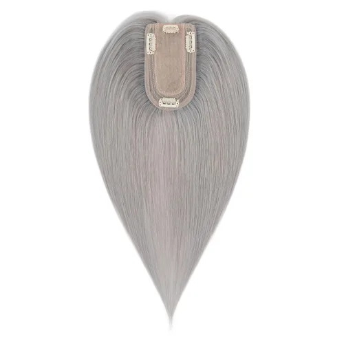 Miniatura 27 de Hairro Toppers de cabello humano 100% real para mujeres sin flequillo, postizos de cabello real con clip, base de seda transpirable para cubrir
