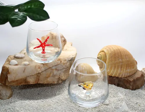 Miniatura 5 de Taza de vidrio 3D con bonita figura de animal en el interior, figura de cangrejo de vidrio soplado a mano en el interior, vaso sin tallo para vino