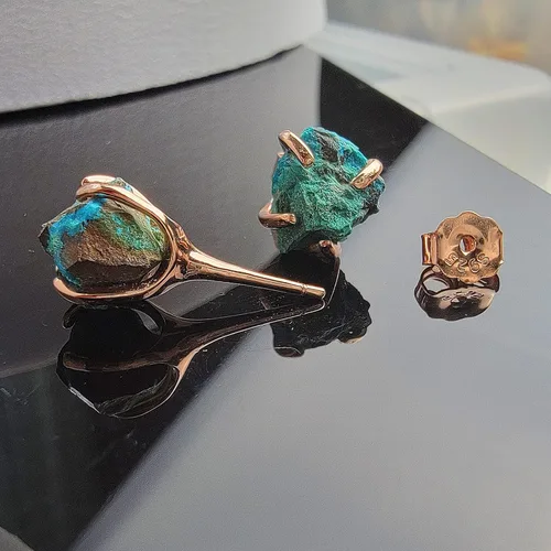 Miniatura 84 de Aretes de piedra preciosa natural en bruto con oro rosa sobre plata de ley 925, 6 a 0.276 in, regalo de piedra de nacimiento de calidad genuina
