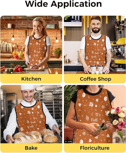 Miniatura 6 de Spring Flower Cobbler Aprons with 2 Pockets for Women Men, Modern Colorful Abstract Floral Plants