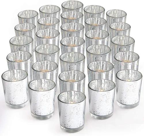 Miniatura 12 de LETINE 6pcs Blue Votive Candle Holders – Standard Votive Size for Regular Votive Candles– Tea Light Candles Holder, Candle Holder for Summer
