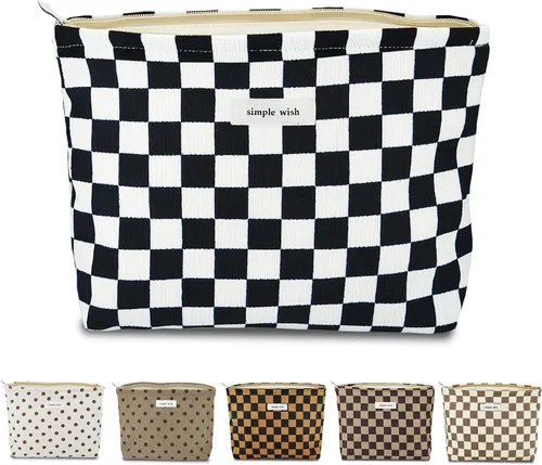 Miniatura 23 de Sminra Bolsa de Maquillaje Bolsa de Cosméticos Bolsa de Aseo de Lona Preppy para Mujeres Linda Bolsa con Cremallera Organizador Accesorios de Viaje
