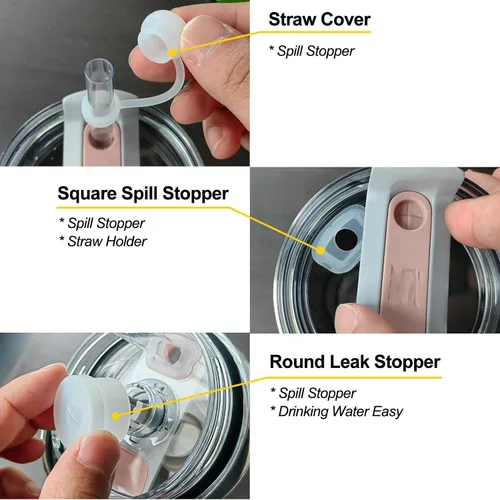 Miniatura 5 de HOMDSG Juego de tapones antiderrames para Stanley Cup 2.0 de 40 onzas y 30 onzas, accesorios que incluyen tapa de pajilla, tapón de fijación