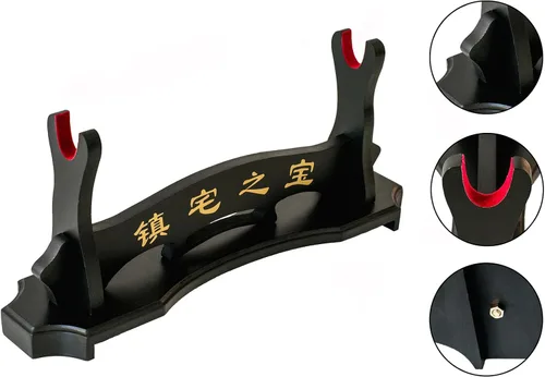 Miniatura 3 de Soporte para espada samurái, soporte para espada Katana Wakizashi Tanto de terciopelo acolchado para colgar en la pared, estante para espadas