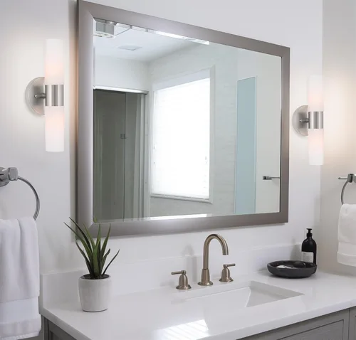 Miniatura 7 de Kira Home Duo - Aplique de pared moderno de 14 pulgadas con pantallas de vidrio esmerilado, para baño/tocador, acabado de níquel cepillado