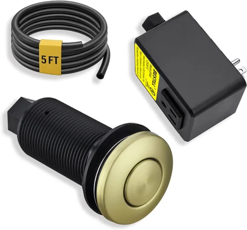 Miniatura 11 de Kit de interruptor de aire para eliminación de basura BESTILL - Certificado UL, botón de presión de 3.6" de largo en acero inoxidable con acabado
