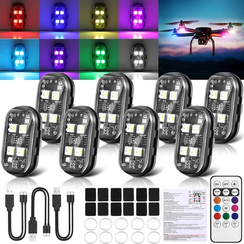 Miniatura 11 de 8PCS Luces Estroboscópicas LED Inalámbricas, Halloween 8 Colores Luces Estroboscópicas Inalámbricas con Control Remoto, IP65 Impermeable Recargable