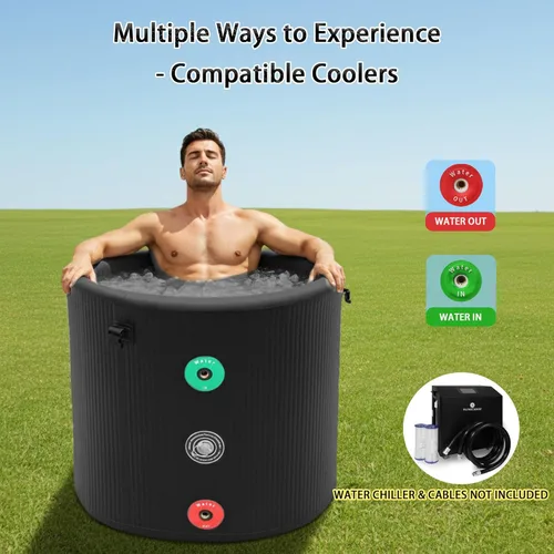 Miniatura 5 de Ultimate - Bañera inflable de inmersión fría con cubierta para atletas, portátil y tamaño XL, 120 galones, compatible con enfriador de agua