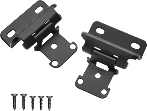 Miniatura 7 de Bisagras para puertas de gabinete de cocina de 3/8 pulgadas, paquete de 4 pares de bisagras de gabinete semiocultas negras, bisagras de puerta