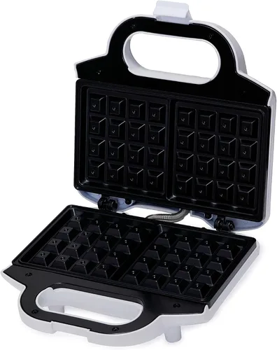 Miniatura 4 de Amazon Basics Plancha para Waffles 2 Rebanadas Blanca con Revestimiento Antiadherente y Fácil de Limpiar, 700W