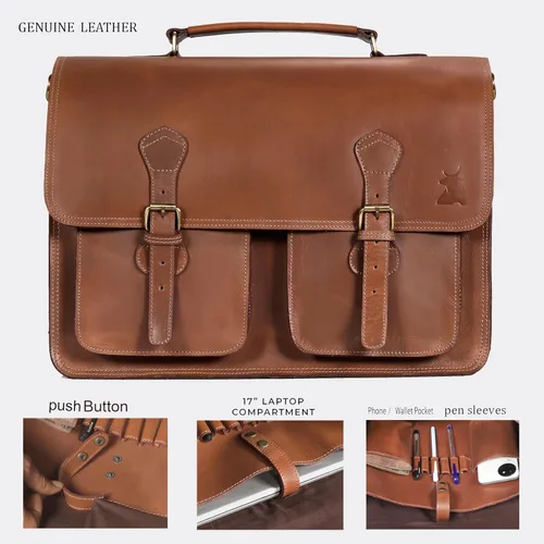 Miniatura 9 de Leather Messenger Bag For Men, Vintage Handmade Laptop Briefcase and Shoulder Bag for Men