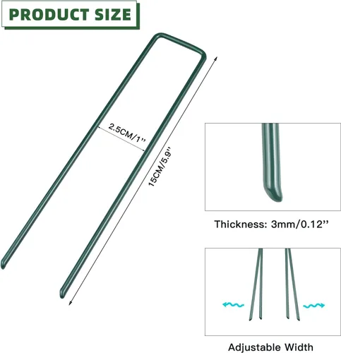 Miniatura 2 de Paquete de 10 grapas galvanizadas para paisaje, estacas de jardín en forma de U de 6 pulgadas, estacas de metal para tienda, estacas de tierra