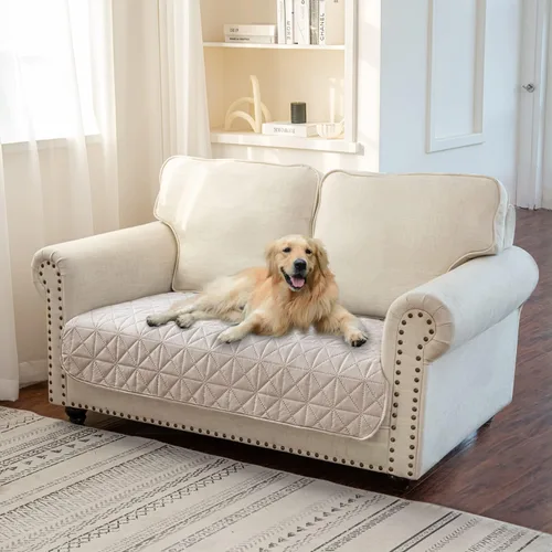 Miniatura 14 de Ameritex Funda de sofá impermeable para asientos, funda de sofá para perros, funda de sofá para mascotas, funda de terciopelo para silla, sofá Beige