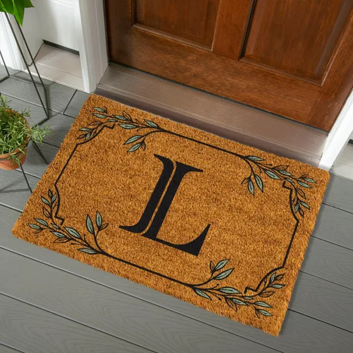 Miniatura 70 de Evergreen Flag Alfombra de puerta de fibra de coco monograma Letra B Alfombra para puerta delantera para interiores y exteriores 71x41 cm