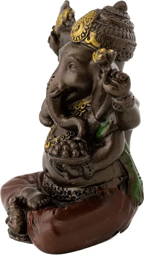 Miniatura 3 de Elefante hindú miniatura 2 pulgadas, Ganesh, dios del éxito Buena protección Polvo de bronce mezclado con resina – acabado de bronce con acentos