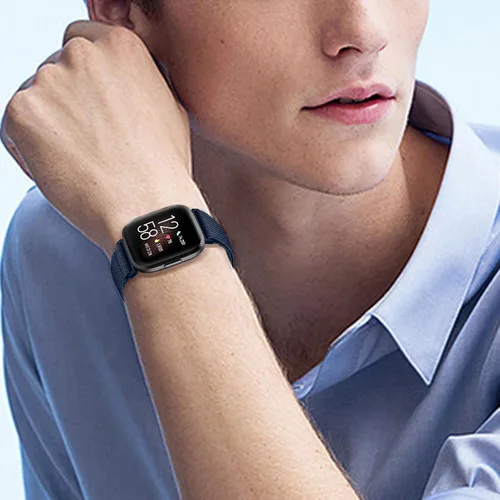 Miniatura 5 de Paquete de 5 bandas compatibles con Fitbit Versa 2 para mujeres/Versa Lite/SE, suave banda de nylon trenzada ajustable para un solo bucle
