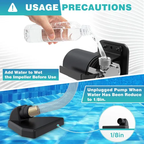 Miniatura 6 de Acquaer Bomba de transferencia de agua DC 12V 1/10HP Bomba eléctrica portátil de extracción de agua con interruptor y kit de manguera de succión