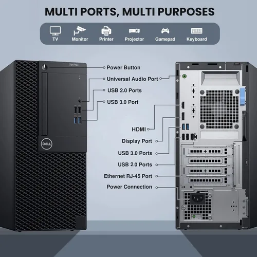 Miniatura 2 de Dell Optiplex 3060 Mini Tower - Computadora de sobremesa Intel Core i5-8500 de 3.0 GHz, 32 GB DDR4 de RAM, 512 GBSSD, teclado y mouse - WiFi