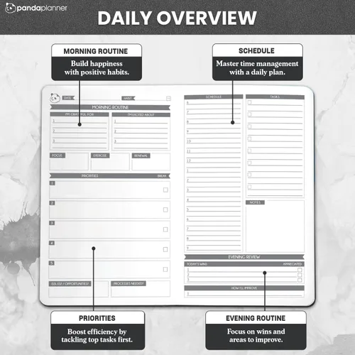 Miniatura 2 de Panda Planner - Agenda diaria sin fecha, organización de 90 días, productividad para emprendedores, objetivos establecidos, agenda semanal y mensual