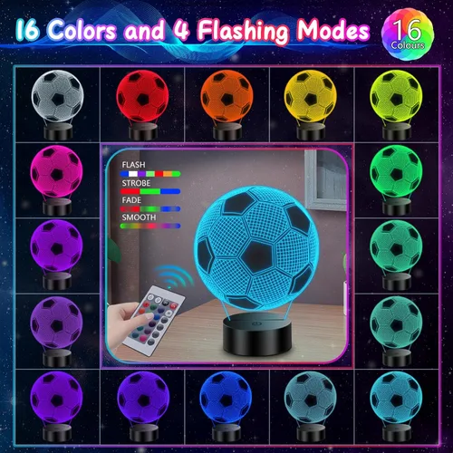 Miniatura 4 de Regalos de fútbol para niños de 8 a 12 años, lámpara de fútbol con ilusión 3D, regalos para niños, adolescentes, niños y niñas, 5, 6, 7, 8, 9, 10