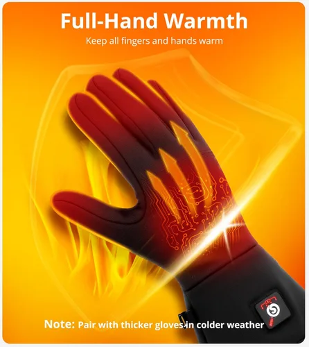 Miniatura 2 de Forros de guantes con calefacción para mujeres y hombres - Finos recargables, compatibles con pantalla táctil, calor de larga duración para deportes