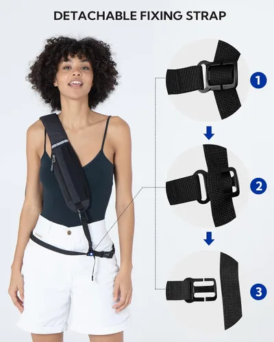 Miniatura 116 de WATERFLY Bolsa pequeña de senderismo: mochila cruzada para el pecho, mochila para hombres y mujeres con correa de hombro agradable a la piel