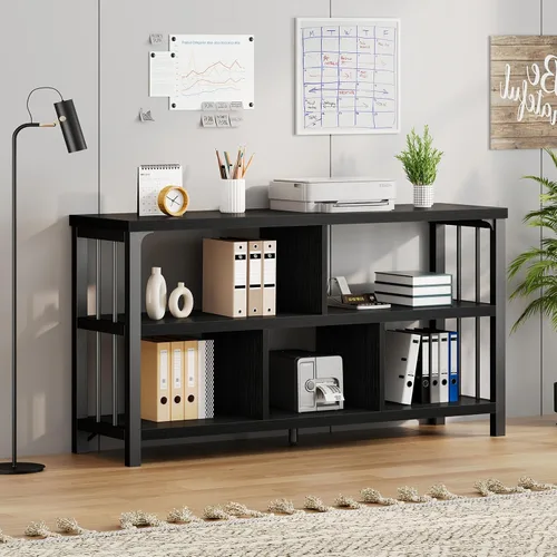 Miniatura 3 de IBF Estantería horizontal con forma de cubo, estantería abierta moderna industrial, organizador de almacenamiento de 5 cubos para el hogar, estante