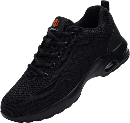 DYKHMILY Zapatos deportivos con punta de acero para hombres y mujeres, zapatos de trabajo ligeros, antideslizantes, zapatos de seguridad