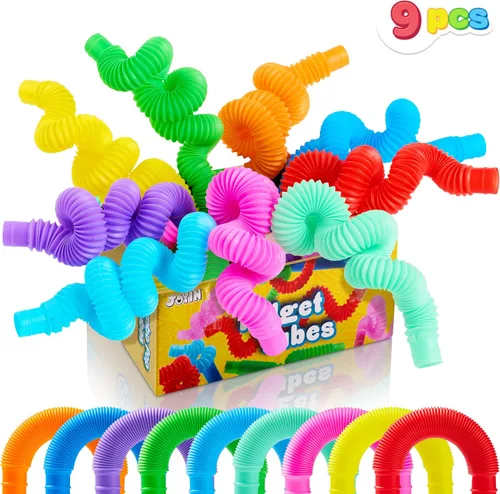 Miniatura 10 de JOYIN Paquete de 18 Pop Tubes, Juguetes Sensoriales (Pequeños) Juguetes Fidget Recuerdos de Fiesta - 9 Colores, Aprendizaje Creativo y Diversión