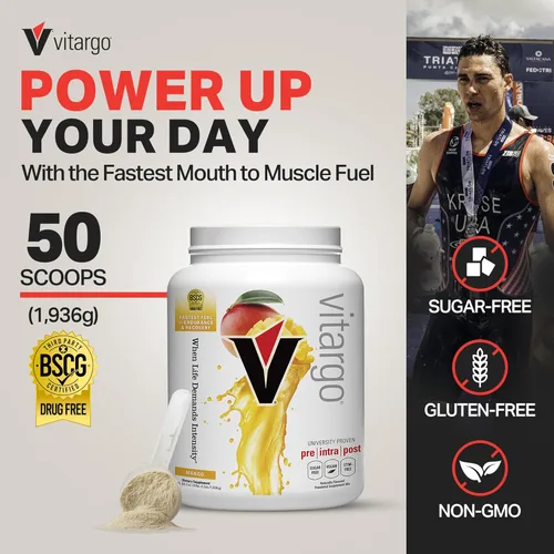 Miniatura 2 de Vitargo Polvo de carbohidratos, reposición de glucógeno muscular 2 veces más rápida, ponche de frutas de 1.7 libras, Pre, Intra y Post, polvo