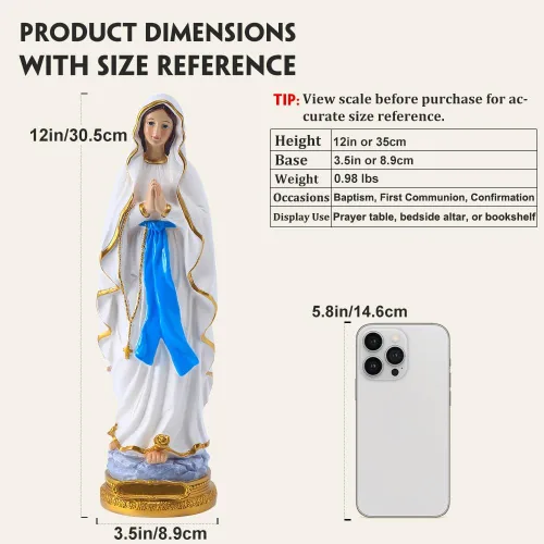 Miniatura 2 de Estatua de la Virgen María de resina de 12 pulgadas - Figurina de la Madre María católica, estatua de la Santísima Madonna Nuestra Señora